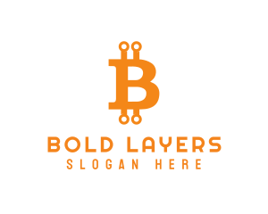 Orange Crypto Letter B logo design