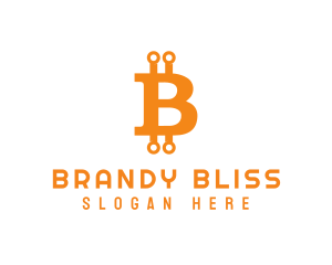 Orange Crypto Letter B logo design