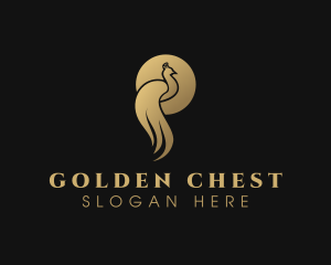 Premium Golden Peacock logo design