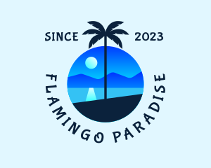 Blue Palm Tree Beach logo design