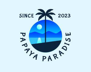 Blue Palm Tree Beach logo design