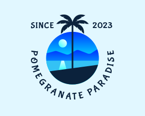 Blue Palm Tree Beach logo design