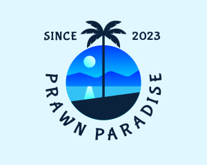 Blue Palm Tree Beach logo design