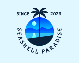 Blue Palm Tree Beach logo design