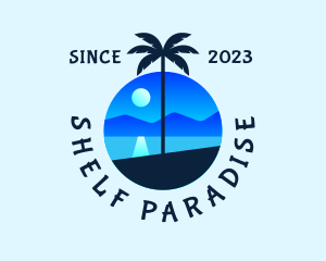 Blue Palm Tree Beach logo design