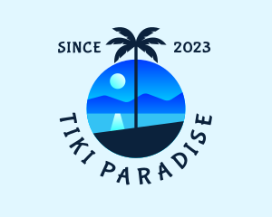 Blue Palm Tree Beach logo design