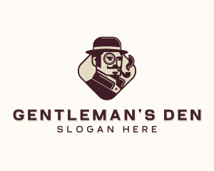 Hipster Gentleman Clothing Smoking logo design