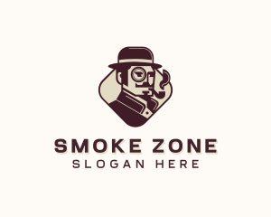 Hipster Gentleman Clothing Smoking logo design