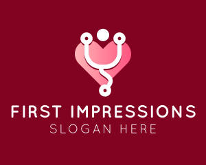 Pink Heart Stethoscope logo design