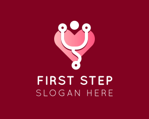 Pink Heart Stethoscope logo design