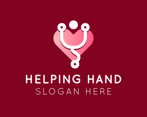 Pink Heart Stethoscope logo design