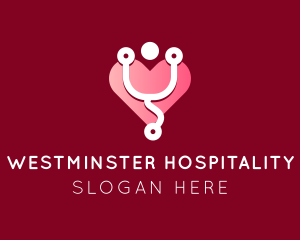 Pink Heart Stethoscope logo design