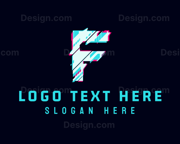 Futuristic Glitch Letter F Logo