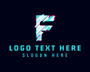 Futuristic Glitch Letter F logo