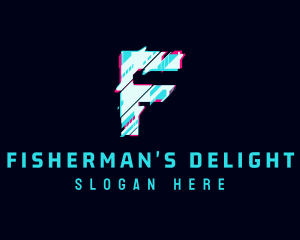 Futuristic Glitch Letter F logo design