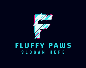 Futuristic Glitch Letter F logo design