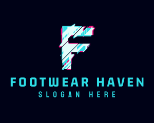 Futuristic Glitch Letter F logo design