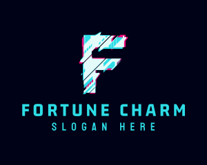 Futuristic Glitch Letter F logo design