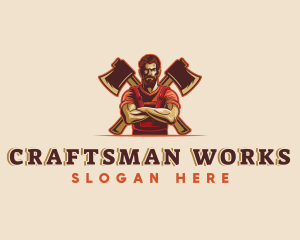 Tradesman Lumberjack Axe logo design