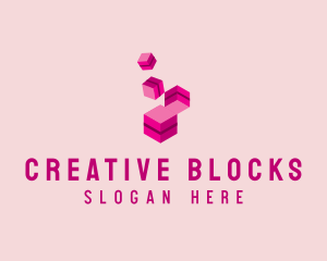 Isometric Building Block logo design