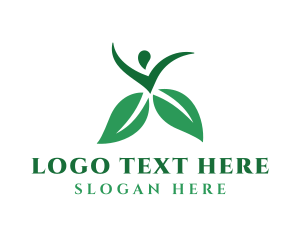 Green Organic Human Leaf logo