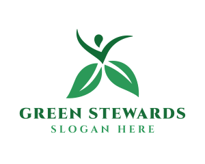 Green Organic Human Leaf logo design