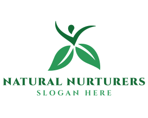 Green Organic Human Leaf logo design