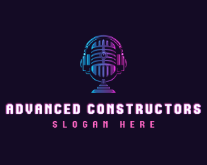 Podcast Headset Microphone logo design