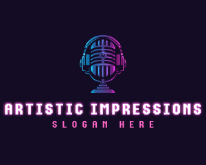 Podcast Headset Microphone logo design