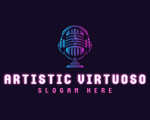 Podcast Headset Microphone logo design