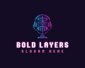 Podcast Headset Microphone logo design