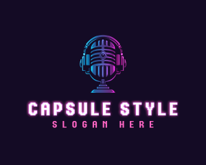 Podcast Headset Microphone logo design