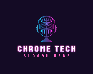 Podcast Headset Microphone logo design