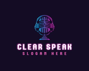 Podcast Headset Microphone logo design