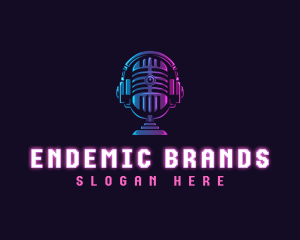 Podcast Headset Microphone logo design