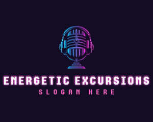 Podcast Headset Microphone logo design