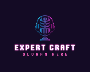 Podcast Headset Microphone logo design