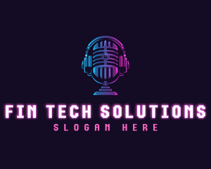 Podcast Headset Microphone logo design