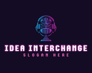 Podcast Headset Microphone logo design