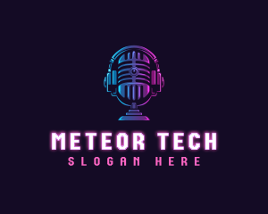 Podcast Headset Microphone logo design