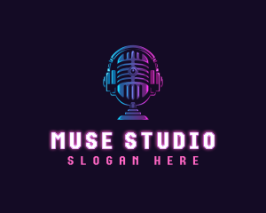 Podcast Headset Microphone logo design