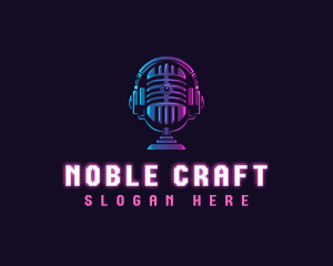 Podcast Headset Microphone logo design