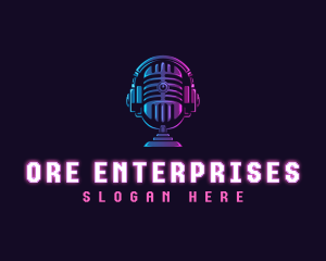 Podcast Headset Microphone logo design