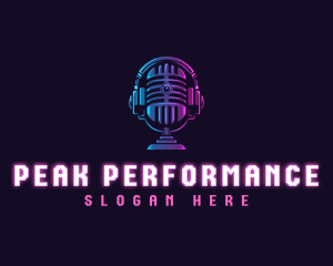 Podcast Headset Microphone logo design