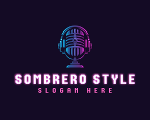 Podcast Headset Microphone logo design