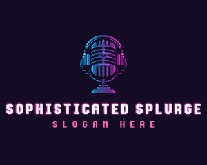 Podcast Headset Microphone logo design