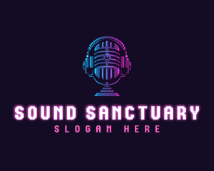 Podcast Headset Microphone logo design