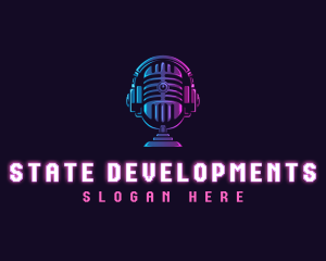 Podcast Headset Microphone logo design