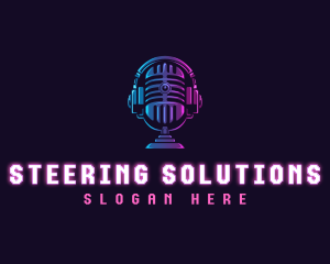 Podcast Headset Microphone logo design