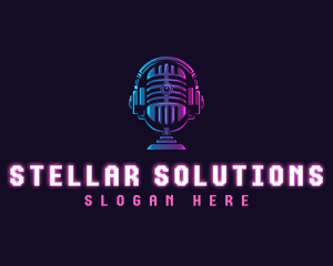 Podcast Headset Microphone logo design